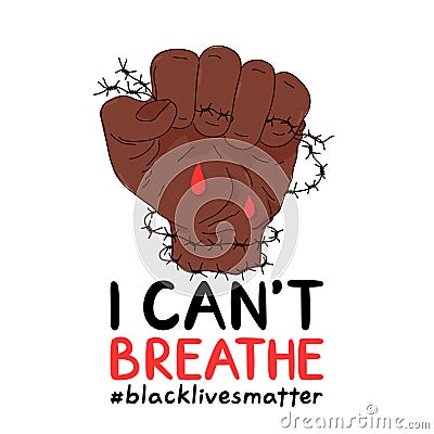 I Can`t Breathe protest banner Vector Illustration